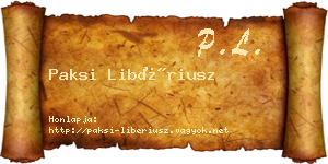 Paksi Libériusz névjegykártya
